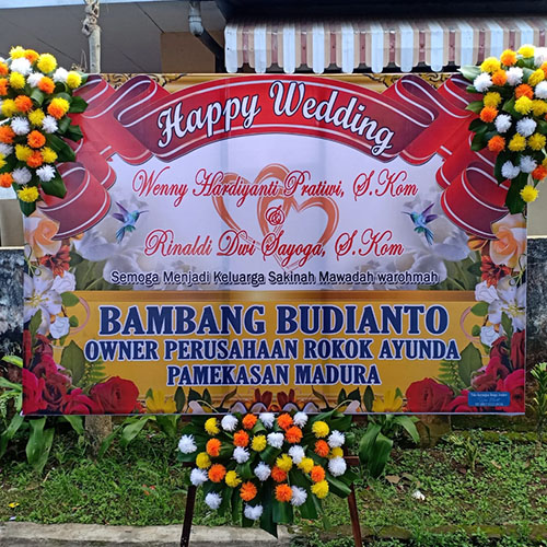 jual bunga papan wedding jember